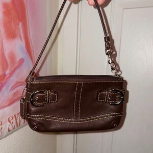 Vintage Coach Soho Double Buckle brown leather Wristlet